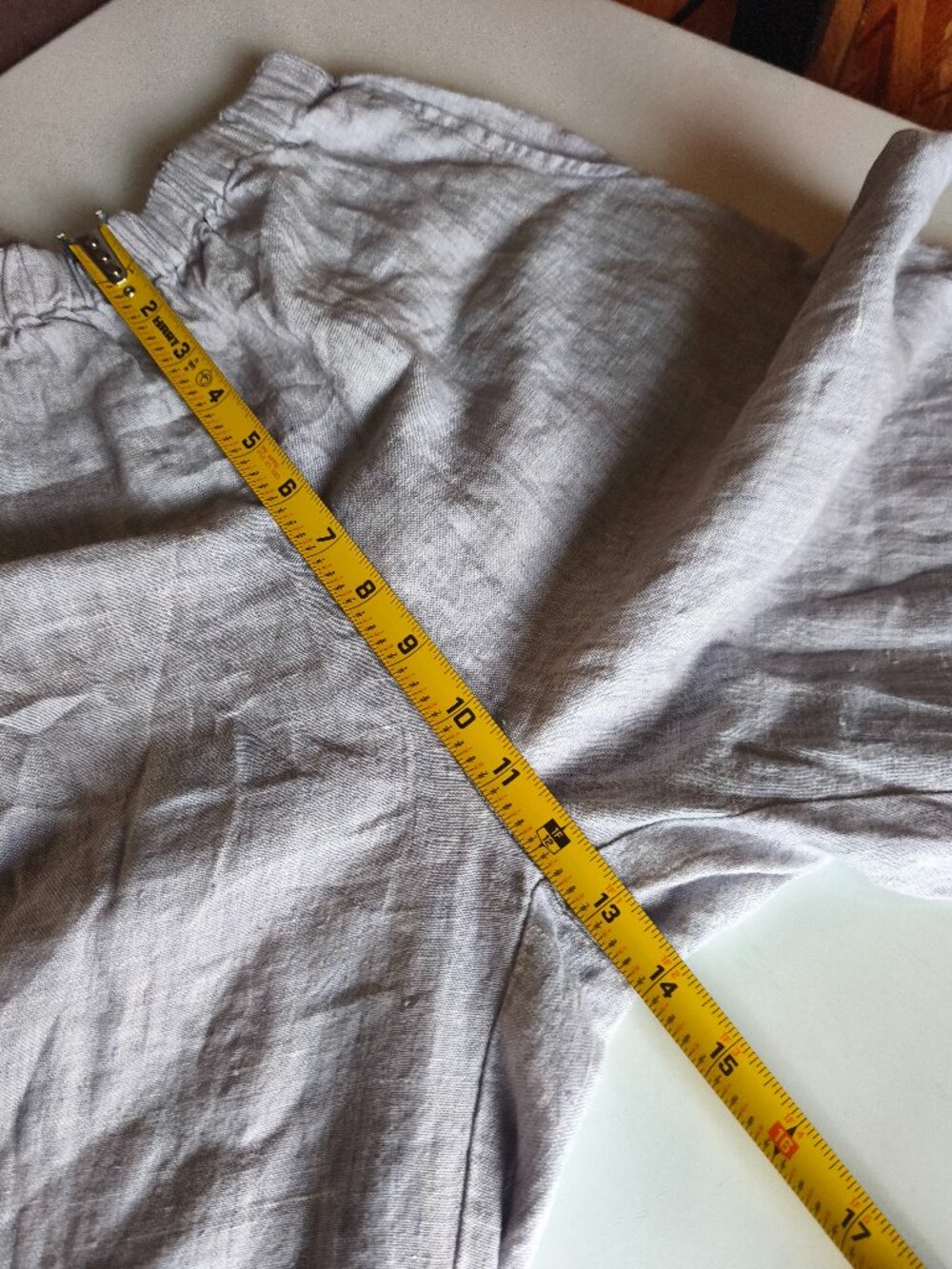 Flax 100% Linen Extra Wide Leg Pull On Cropped Pants sz S Purple Coastal Flowy - Picture 7 of 8
